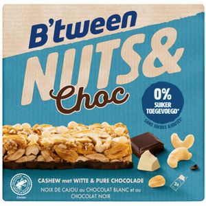 Hero B'tween Nuts & Choc Cashew Chocolade Wit Puur 3 x 32 gr