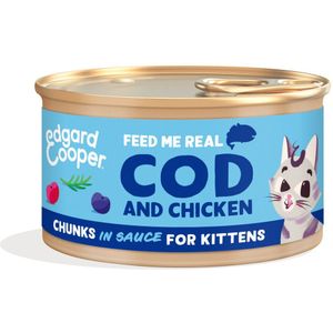Edgard & Cooper Kattenvoer Kitten Chunks Kabeljauw - Kip 85 gr