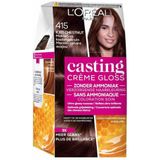 6x L'Oréal Casting Crème Gloss Semi-Permanente Haarkleuring 415 Iced Chestnut - Midden As Kastanjebruin