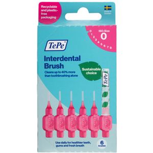 6x TePe Interdentale Ragers Original 0,4 mm Roze 6 stuks