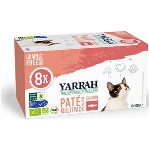 Yarrah Bio Kattenvoer Multipack Paté Graanvrij Zalm - Zeewier 8 x 100 gr