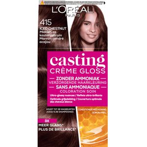 3x L'Oréal Casting Crème Gloss Semi-Permanente Haarkleuring 415 Iced Chestnut - Midden As Kastanjebruin