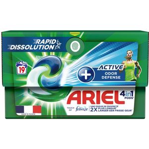 Ariel 4in1 Wasmiddel Pods Actieve Geurbestrijding 19 stuks