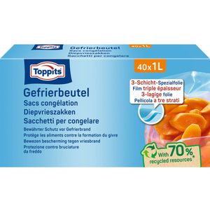 3x Toppits Diepvrieszakjes 1 liter 40 stuks