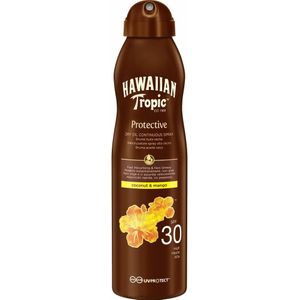 2x Hawaiian Tropic Zonneolie Spray Protective Coconut & Mango SPF 30 180 ml