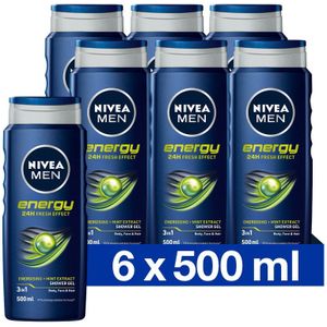 6x Nivea Men Douchegel Energy 500 ml