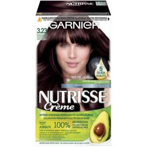 3x Garnier Nutrisse Crème Permanente Haarkleuring 3.23 Goud Violet Donker Bruin