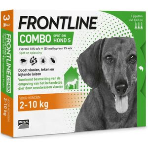 Frontline Combo Spot On Anti Vlooien en Teken Druppels Hond 2 - 10 kg 3 pipetten
