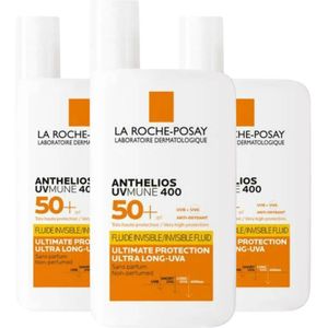 3x La Roche Posay Anthelios Onzichtbare Fluïde SPF 50 50 ml