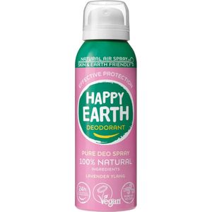 3x Happy Earth 100% Natuurlijke Deodorant Natural Air Spray Lavender Ylang 100 ml