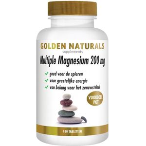 2x Golden Naturals Multiple Magnesium 200mg Vegan 180 tabletten