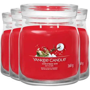 4x Yankee Candle Geurkaars Medium Jar Christmas Eve 368 gr