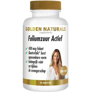 Golden Naturals - Foliumzuur Actief Vegan - 90 Tabletten - 400 mcg Quatrefolic