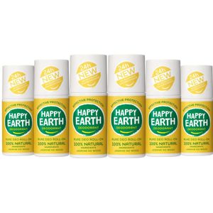 6x Happy Earth 100% Natuurlijke Deodorant Roller Jasmine Ho Wood 75 ml