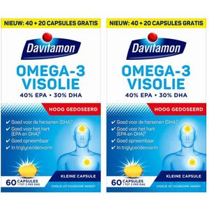 2x Davitamon Omega-3 Visolie 60 capsules