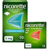 Nicorette patches 10mg + Nicorette kauwgom mint 2mg 105 stuks Pakket