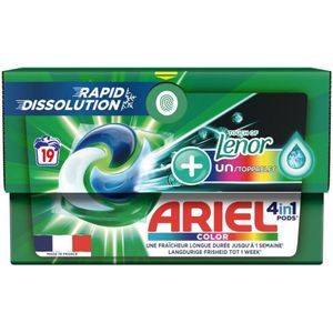 4x Ariel 4in1 Wasmiddel Pods Color Lenor Unstoppables 19 stuks