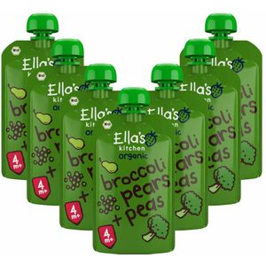 7x Ella's kitchen Knijpzakje 4+ m Peer Broccoli Erwten 120 gr