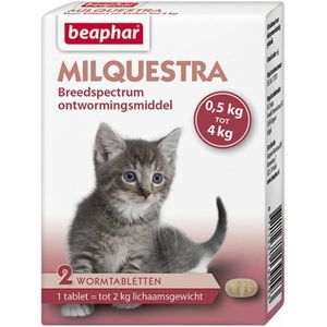 Beaphar Milquestra Ontworming Tabletten Kitten 0,5 - 4kg 2 tabletten