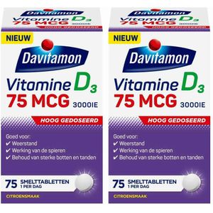 2x Davitamon Vitamine D3 75mcg 75 smelttabletten