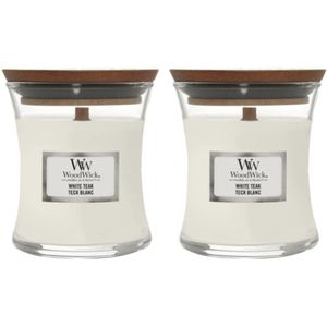 2x WoodWick Geurkaars Mini White Teak 85 gr