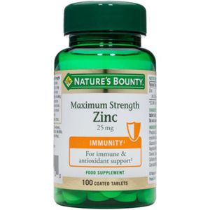 2x Nature's Bounty Zink 25mg 100 tabletten