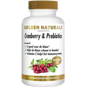 2x Golden Naturals Cranberry & Probiotica Maagsapresistent 180 vegacapsules