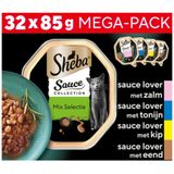 Sheba Sauce Collection Kattenvoer Natvoer Mix Selectie in Saus Kuipjes 32 x 85 gr