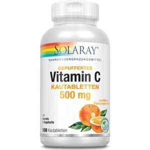 2x Solaray Gebufferde Vitamine C 500mg Sinaasappelsmaak 100 kauwtabletten
