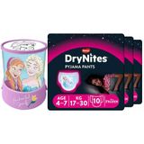 DryNites Luierbroekjes Girl 4-7 jaar Voordeelbox + Frozen Led Projector Lamp Pakket