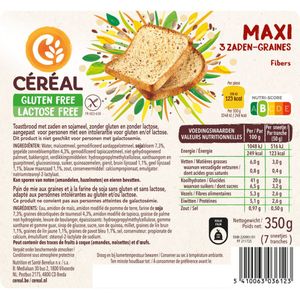6x Céréal Maxi Brood 3 Zaden Glutenvrij En Lactosevrij 350 gr