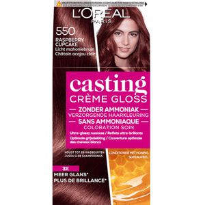 2x L'Oréal Casting Crème Gloss Semi-Permanente Haarkleuring 550 Raspberry Cupcake - Licht Mahoniebruin