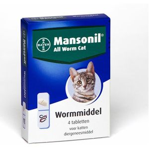 Mansonil All Worm Ontworming Tabletten Kat vanaf 4 kg 4 tabletten