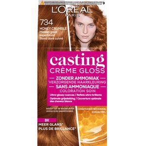 3x L'Oréal Casting Crème Gloss Semi-Permanente Haarkleuring 734 Honey Crumble - Midden Goud Koperblond