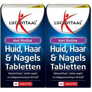 2x Lucovitaal Huid Haar Nagels met Biotine 60 tabletten