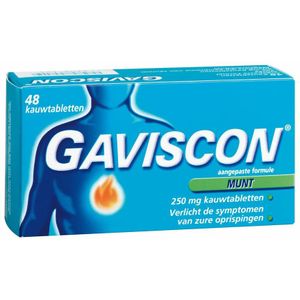 Gaviscon Gaviscon 250 Pepermunt Kauwtabletten 48 tabletten