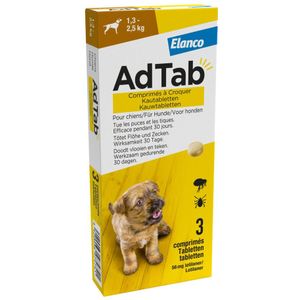 AdTab Anti Vlo en Teek Kauwtabletten Hond 1,3-2,5 kg 3 tabletten