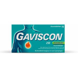 Gaviscon Kauwtabletten Pepermunt 250 mg 16 tabletten