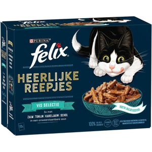 4x Felix Heerlijke Reepjes Selectie Vis 12 x 80 gr