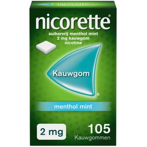 Nicorette Suikervrij Kauwgom Menthol Mint 2 mg 105 stuks