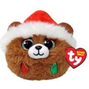 TY Teeny Puffies Christmas Bear Brown 10 cm