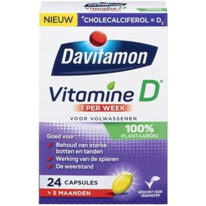 2x Davitamon Davitamon Vitamine D 1 per week 100% plantaardig 24 capsules