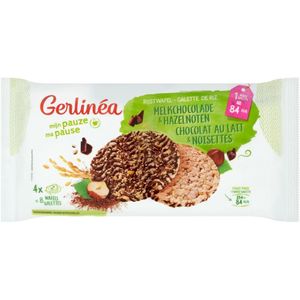 Gerlinea Rijstwafel Melkchocolade & Hazelnoten 4x2 stuks