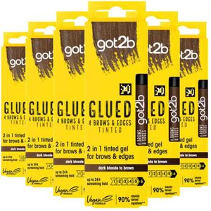 6x Got2b Glued 4 Brows & Edges Tinted Brown 16 ml
