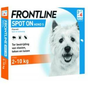 Frontline Spot On Anti Vlooien en Teken Druppels Hond tot 10 kg 4 pipetten