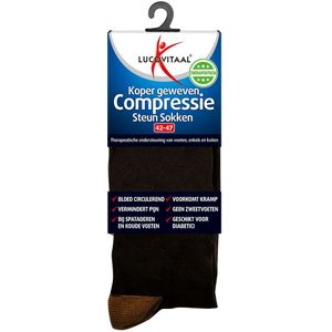 3x Lucovitaal Compressie Steun Sokken Zwart maat 42-47 1 paar