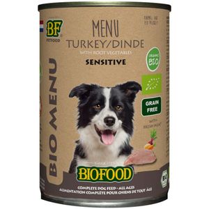 12x BF Petfood Biofood Organic Kalkoen Menu 400 gr