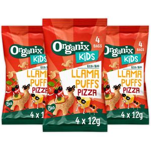 3x Organix Kids Snack Llama Puffs Pizza 12 gr