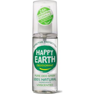 6x Happy Earth 100% Natuurlijke Deodorant Spray Unscented 100 ml