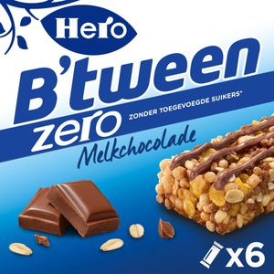 6x Hero B'tween Mueslireep Zero Melkchocolade 6x20gr